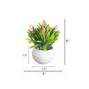 5" Artificial Mini Flowering Lavender Arrangement in White Decorative Oval Planter - Set of 4