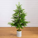 5' Artificial Real Touch Norfolk Island Pine in Metal Tin Planter with Natural Look