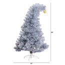 5’ Artificial Silver Tinsel Holiday Santa's Hat Christmas Tree with Star Topper