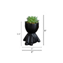 5" Artificial Succulent Plants in Plyaful Decorative Black Planters - Set of 3