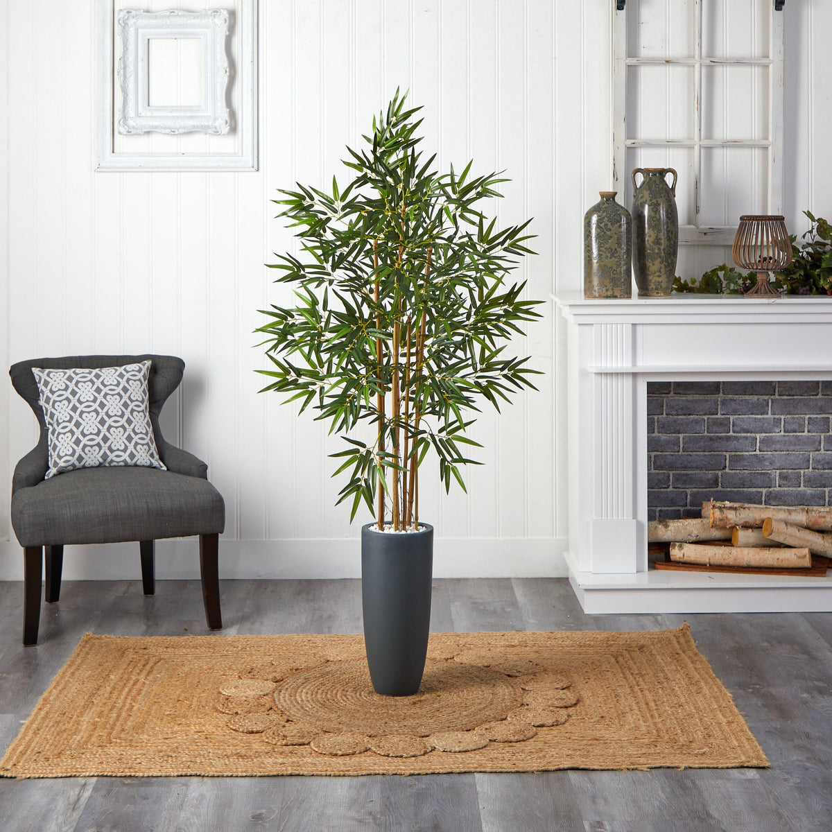 5’ Bamboo Tree in Gray Cylinder Planter, photo 4 of 5