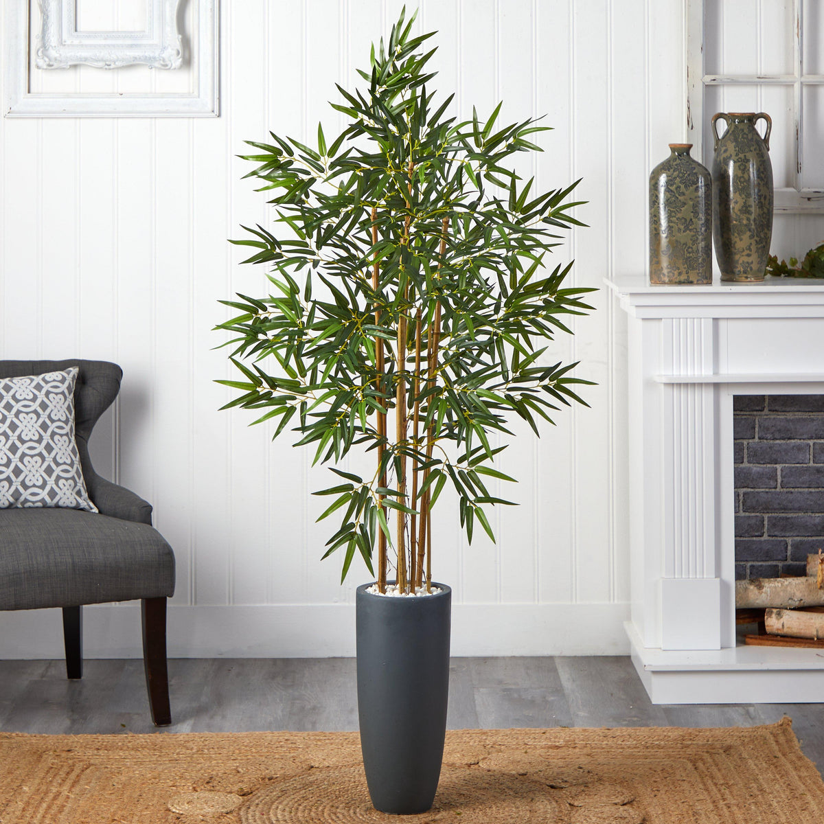 5’ Bamboo Tree in Gray Cylinder Planter, photo 3 of 5