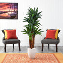 5’ Dracaena Artificial Tree in White Planter