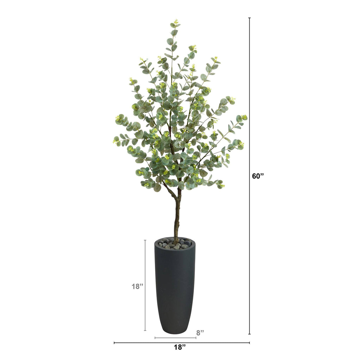 5’ Eucalyptus Artificial Tree in Gray Planter, photo 2 of 4