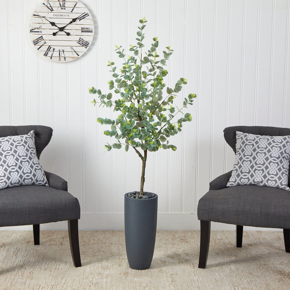 5’ Eucalyptus Artificial Tree in Gray Planter, photo 3 of 4