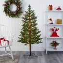 5' Fairbanks Fir Artificial Christmas Tree with 150 Clear Warm (Multifunction) LED Lights and 118 Bendable Branches