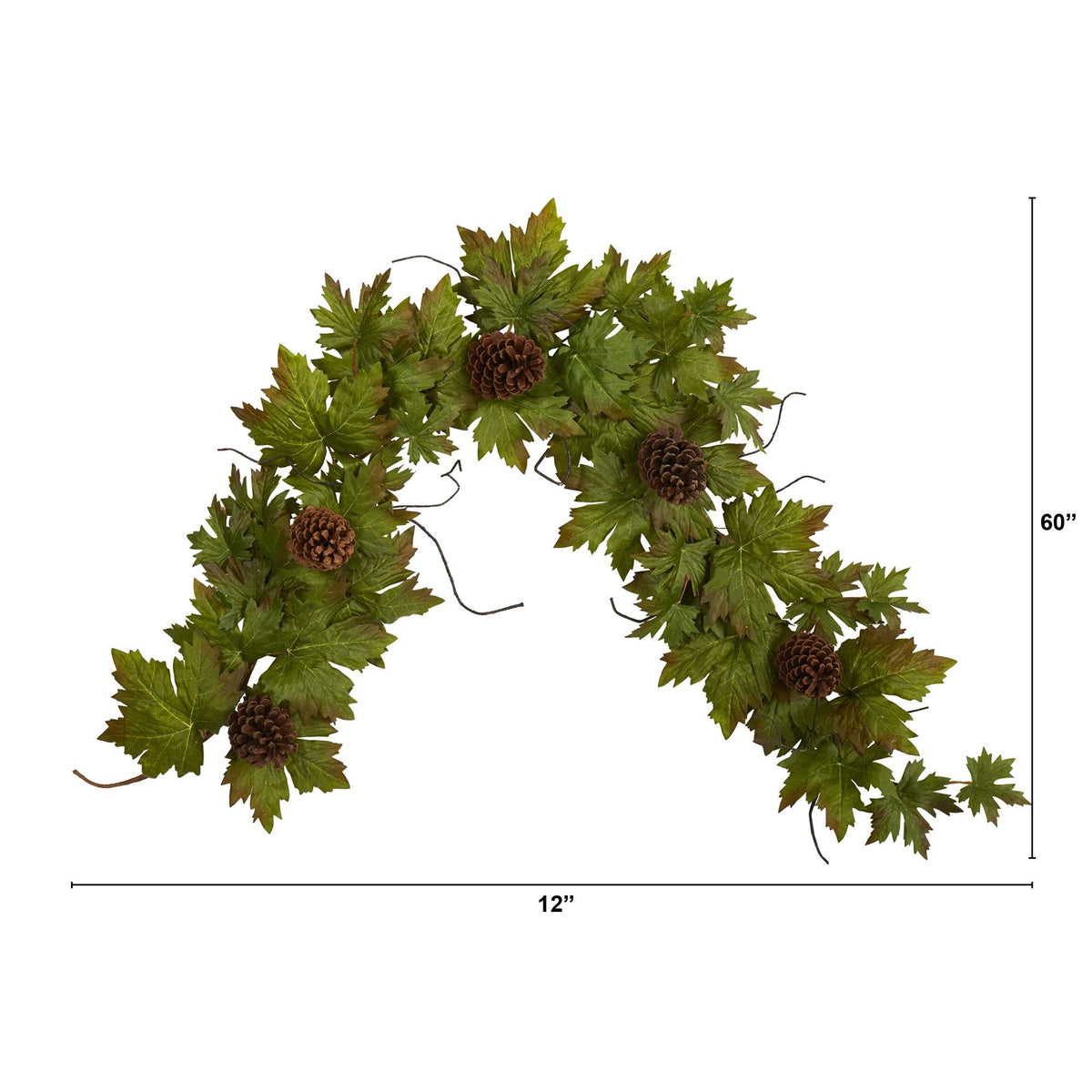 5' Fall Maple Leaf with Pine Cones Artificial Garland, photo 2 of 4
