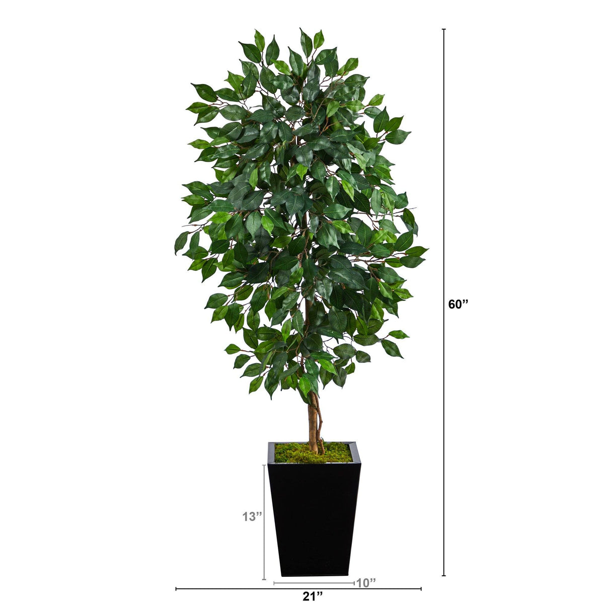 5’ Ficus Artificial Tree in Black Metal Planter, photo 2 of 4