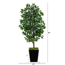 5’ Ficus Artificial Tree in Black Metal Planter