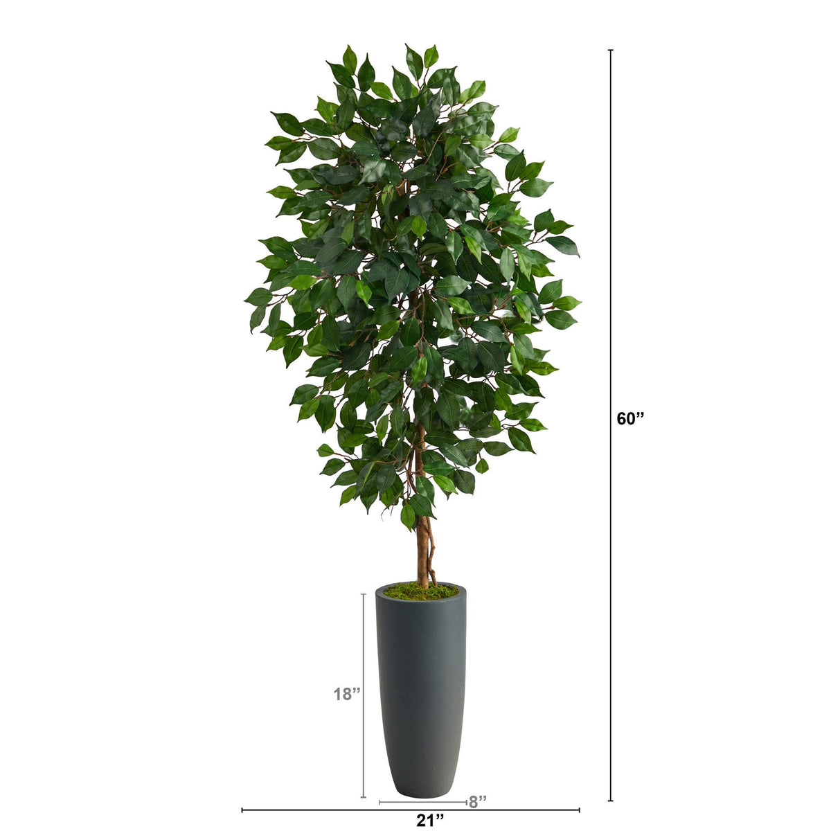5’ Ficus Artificial Tree in Gray Planter, photo 2 of 4