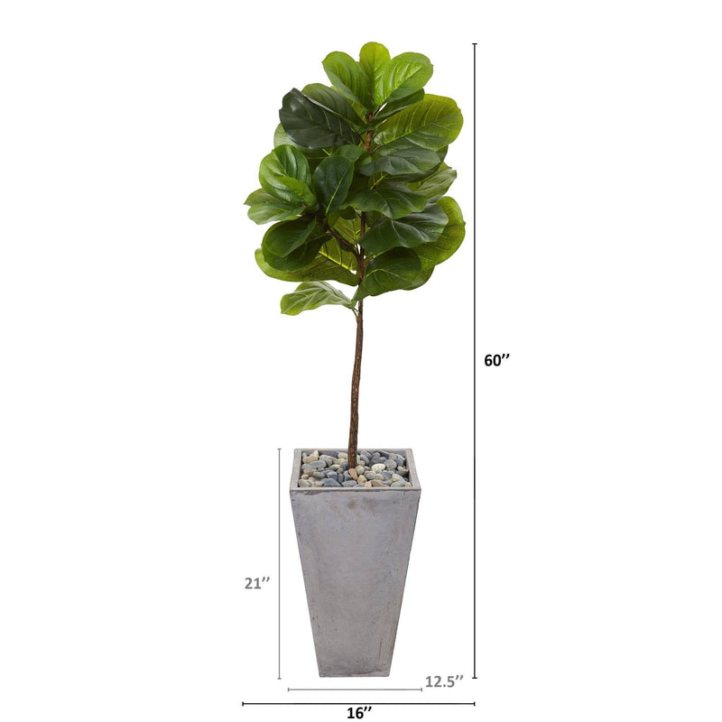 5’ Fiddle Leaf Artificial Tree in Cement Planter (Real Touch), photo 2 of 2