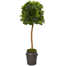 5’ Fiddle Leaf Artificial Tree in Metal Planter (Real Touch)