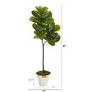 5’ Fiddle Leaf Artificial Tree in Tin Bucket
