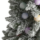 5' Flocked British Columbia Mountain Fir Artificial Christmas Tree with 50 Multi Color Globe Bulbs and 379 Bendable Branches