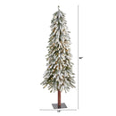 5’ Flocked Grand Alpine Artificial Christmas Tree with 200 Clear Lights and 469 Bendable Branches on Natural Trunk