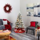5' Flocked Rock Springs Spruce Artificial Christmas Tree with 150 Clear LED Lights
