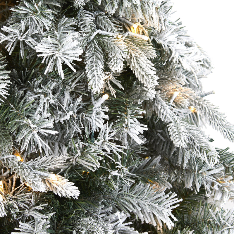 5' Flocked Vermont Mixed Pine Artificial Christmas Tree with 150 Clear LED Lights, photo 3 of 6