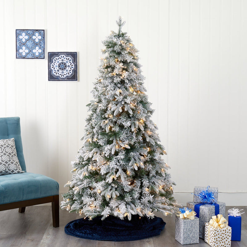 5' Flocked Vermont Mixed Pine Artificial Christmas Tree with 150 Clear LED Lights, photo 5 of 6
