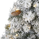 5' Flocked White River Mountain Pine Artificial Christmas Tree with Pinecones and 150 Clear LED Lights