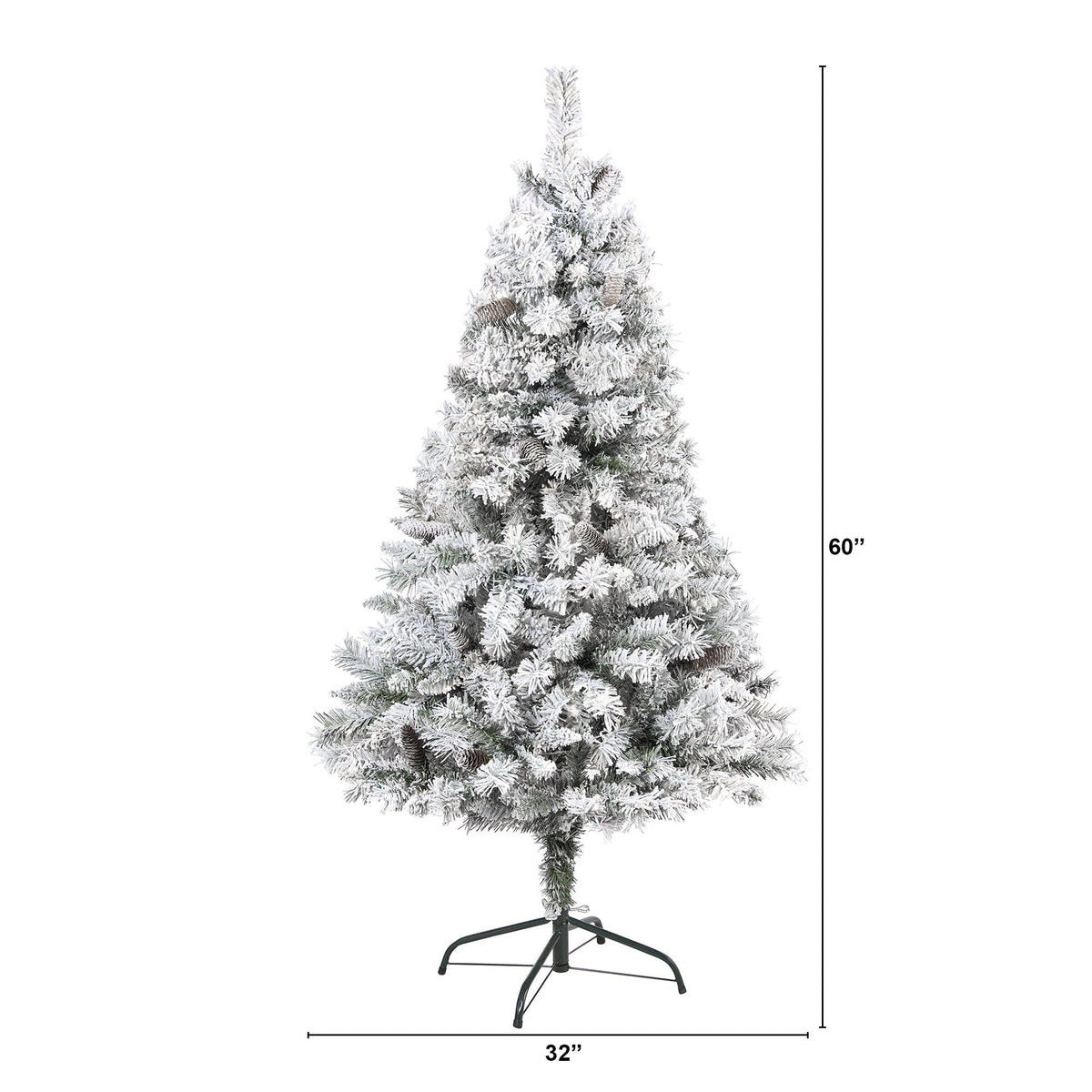 5' Flocked White River Mountain Pine Artificial Christmas Tree with Pinecones, photo 2 of 6