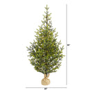 5’ Fraser Fir “Natural Look” Artificial Christmas Tree with 200 Clear LED Lights, a Burlap Base and 853 Bendable Branches