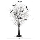 5' Pre-Lit Artificial Halloween Black Twig Tree with Bats and 50 Warm White LED Lights