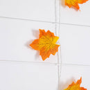 5' Pre-Lit Autumn Maple Leaf Artificial Fall Garland with 10 Warm White LED String Lights - Set of 3