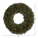 5’ Giant Flocked Artificial Christmas Wreath with 280 Multicolored Lights, Glitter and Pine Cones