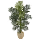 5’ Golden Cane Artificial Palm Tree in Sandstone Planter