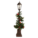 5' Holiday Decorated Lamp Post with Greenery, Ornaments and 50 LED Lights