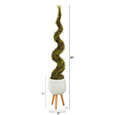 5’ Mohlenbechia Spiral Artificial Tree in White Planter with Stand