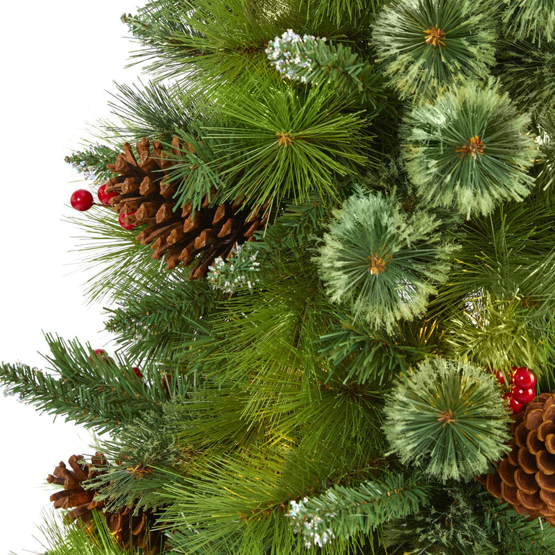 5’ Montana Mixed Pine Artificial Christmas Tree with Pine Cones, Berries and 510 Bendable Branches