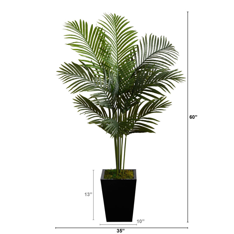 5’ Paradise Palm Artificial Tree in Black Metal Planter