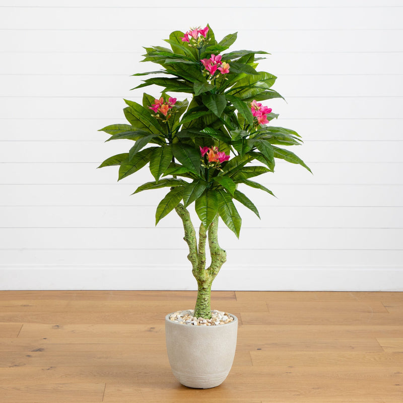 5’ Plumeria Artificial Tree in Decorative Planter (Indoor/Outdoor)