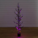 5' Pre-Lit Artificial Halloween Black Spooky Twig Tree with 200 Orange & Purple Copper Wire String LED Lights