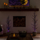 5' Pre-Lit Artificial Halloween Black Spooky Twig Tree with 200 Orange & Purple Copper Wire String LED Lights