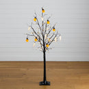 5' Pre-Lit Artificial Halloween Pumpkins and Skulls Ornament Tree with 72 Warm White LED Lights