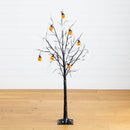 5' Pre-Lit Artificial Halloween Pumpkins and Skulls Ornament Tree with 72 Warm White LED Lights