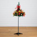 5' Pre-Lit Artificial Pop up Christmas Tree with Red & Gold Ornaments, Ribbons and 100 Warm White LED Lights