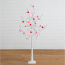 5' Pre-Lit Artificial Valentine's Day Twig Tree with 72 Heart Shaped LED Lights and Red Berries
