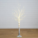 5’ Pre-Lit Artificial White Birch Tree with 240 Warm White LED Lights
