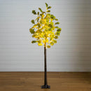 5' Pre-Lit Green Autumn Oak Artificial Fall Tree with 200 Warm White LED Lights