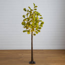 5' Pre-Lit Green Autumn Oak Artificial Fall Tree with 200 Warm White LED Lights
