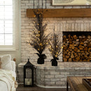 5’ Pre-Lit Halloween Black Twig Artificial Fall Tree in Burlap Planter with 85 Warm White LED Lights