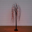 5’ Pre-Lit Halloween Black Willow Artificial Fall Tree with 144 Orange & Purple LED Lights