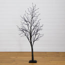 5’ Pre-Lit Halloween Deluxe Black Twig Artificial Tree with 102 Orange & Purple LED Lights