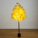 5' Pre-Lit Yellow Autumn Maple Artifical Fall Tree with 250 Warm White LED Lights