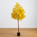5' Pre-Lit Yellow Autumn Maple Artifical Fall Tree with 250 Warm White LED Lights