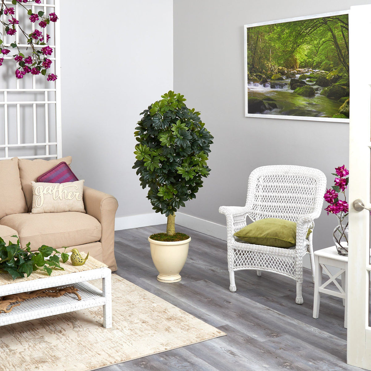 5' Schefflera Artificial Tree in Decorative Urn (Real Touch), photo 4 of 4