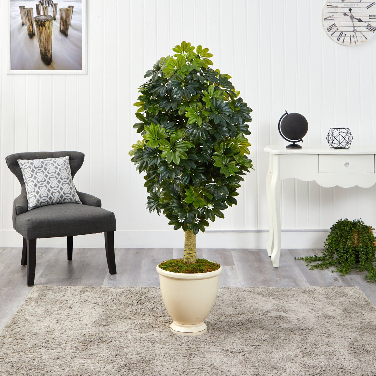 5' Schefflera Artificial Tree in Decorative Urn (Real Touch), photo 3 of 4